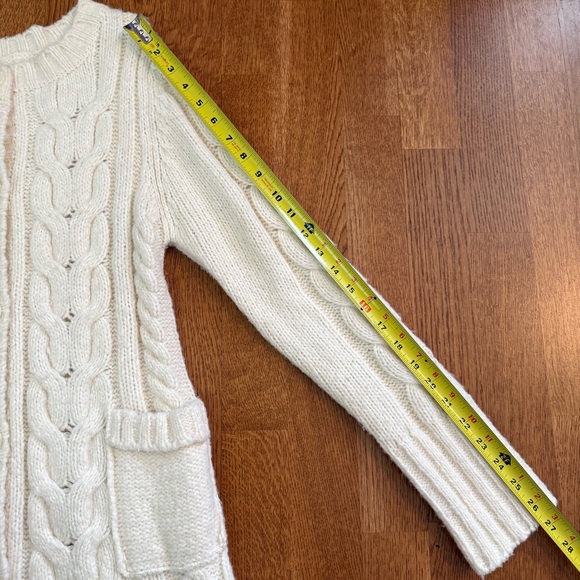 Vintage Ivory Cable Knit Button Down Cardigan With Pockets Women Size Small - Picture 14 of 14